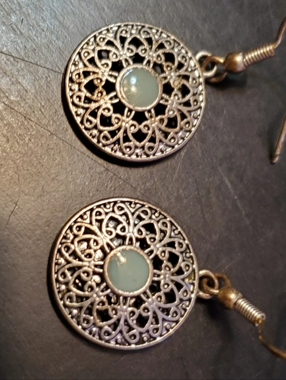 Faux Silver Pierced Earrings With‎ Blue Stone Jewelry Women Preowned